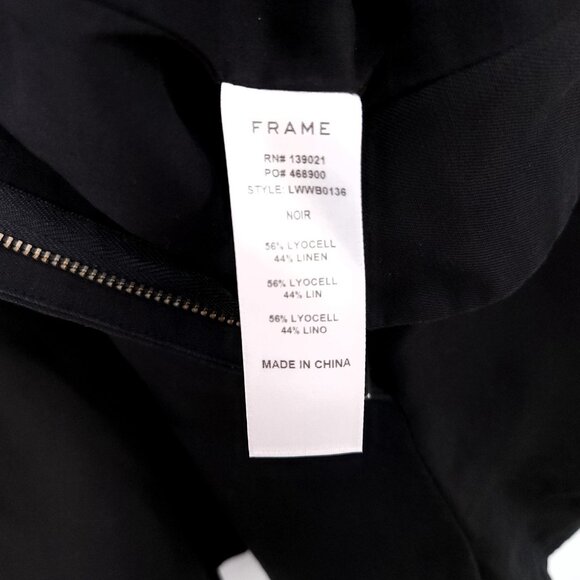 Frame Linen Blend Shorts Size 12 High Rise Black Pleated with Pockets 3" - Picture 10 of 12